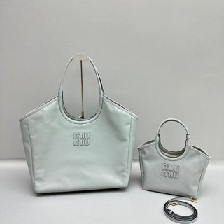 Stylish Miu Miu replica lettering logo leather shopping bag in 2 sizes myu63093