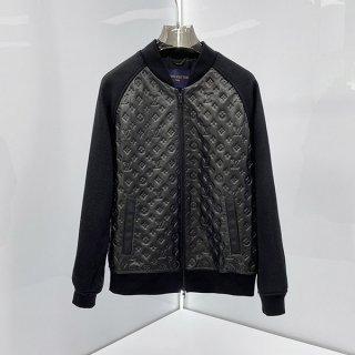 Lightweight! Louis Vuitton Men's Replica Leather and Knit Wool Blouson 1ABJ1T