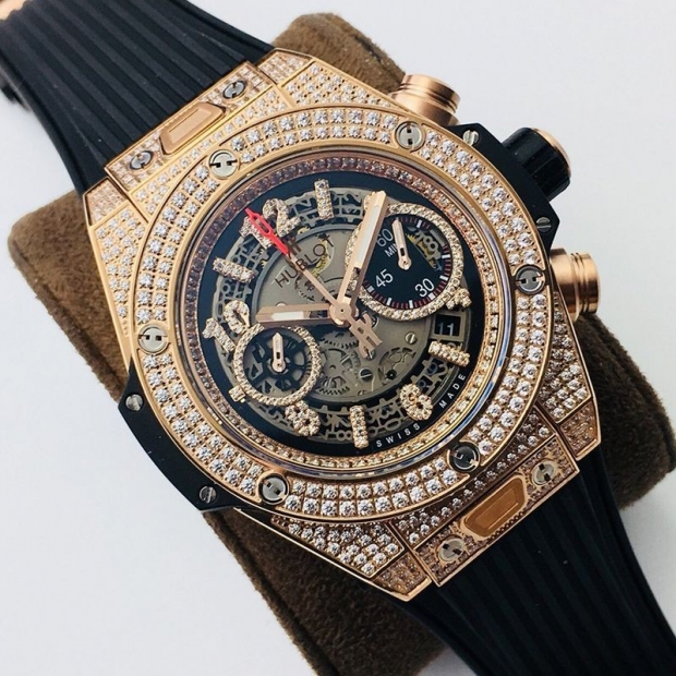 Rare Hublot Watch Replica Big Bang Diamond Gold huc61505