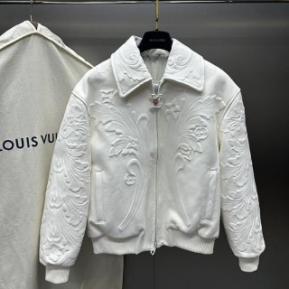 Louis Vuitton Ornament Detail Leather Blouson Logo Replica 1AB97K