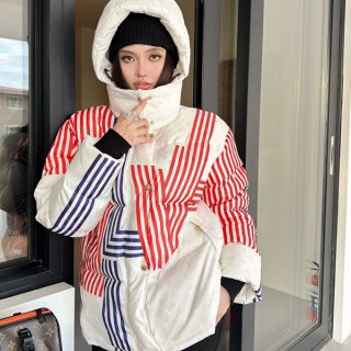 Immediate shipping Louis Vuitton replica striped puffer jacket 1AC2FW