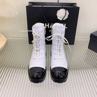 Chanel Lambskin Replica Lace-up Short Boots shi39744