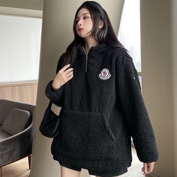 Sold out Moncler Replica Fleece Parka Black mov23914