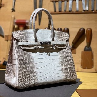 Crocodile Himalaya Replica Hermes Birkin 30 Himalaya Silver Hardware erp08775