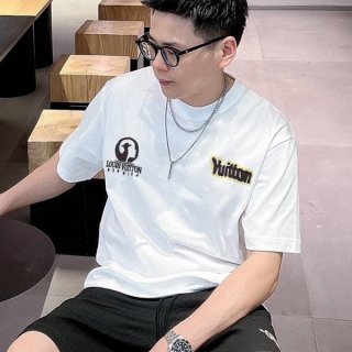 Best Price Louis Vuitton Crew Neck T-Shirt Replica Intarsia Logo 1ABY17