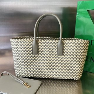 [Bottega Veneta Cheap] Large Cabas Nappa Leather Canvas Tote 755336