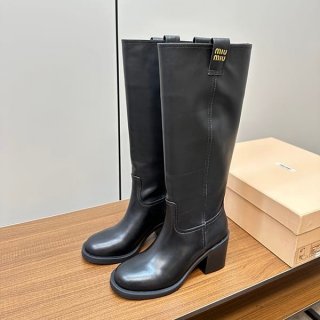 Popularity rising Miu Miu replica Fume logo leather long boots myz89992