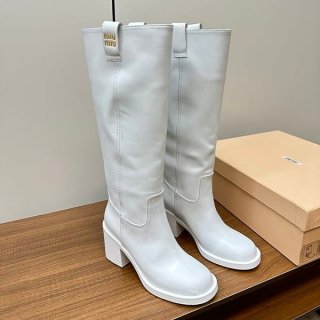 Miu Miu Fume Logo Leather Long Boots Replica myh30656