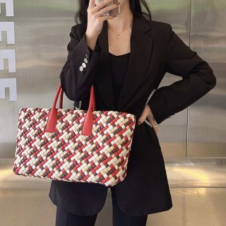 [Bottega Veneta] Large Cabas Nappa Leather Canvas Tote Replica 730315