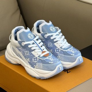 Immediate shipping Louis Vuitton sneakers "RUN 55" blue denim logo vuv73612