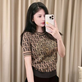 Hard to find Fendi x Versace Fendace replica FF logo printed T-shirt feg02527