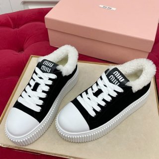 No.1 popular Miu Miu replica suede sneakers with boa calfskin and mouton myk77014