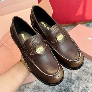 Hard to find Miu Miu replica envelope leather loafers myg25488