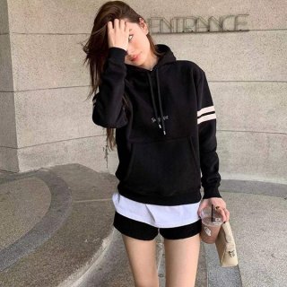 Super popular Yves Saint Laurent embroidered logo hoodie replica black & pink Sam41781