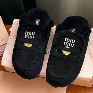 Miu Miu suede boa calfskin shearling shoes replica myf83372 sold out