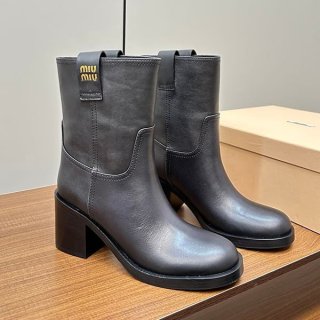 Rare Miu Miu Replica Smoked Leather Ankle Boots myf82739