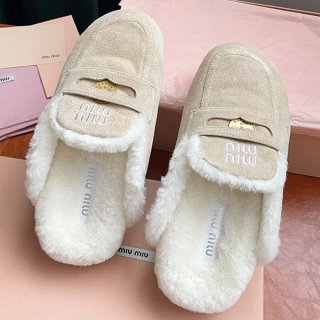 Competitive Miu Miu replica suede boa calfskin shearling shoes myd87751