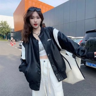 Balenciaga logo embroidered leather track jacket replica bay93561