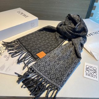 Loewe Reversible Cashmere Scarf with Leather Trim lou66902