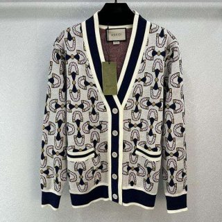 Stylish? Gucci Horsebit Jacquard Cardigan, Grade N, gud08226