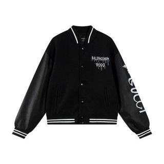 Gucci Balenciaga replica felt & leather bomber jacket gue34838