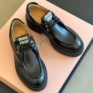 Free shipping Miu Miu fume lace-up leather fake Shoes mya73117