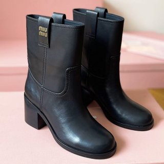 Classic Miu Miu replica smoked leather ankle boots 5U966D0750 70F0002