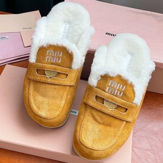 Luxury brand Miu Miu replica suede boa calfskin shearling shoes myx81598