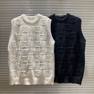 Immediate shipping Fendi replica sleeveless wool round neck sweater 2 colors feh79681