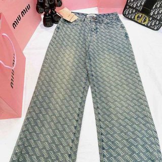 Miu Miu letter print denim jeans replica hard to find! myn11355