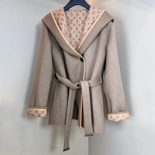 Love at first sight? Louis Vuitton 3D Monogram Double Breasted Wrap Coat Replica vue25589