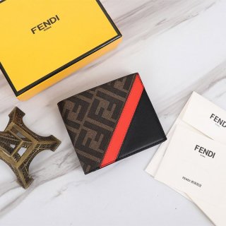 Fendi replica FF fabric bi-fold wallet, immediate delivery feq71122