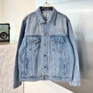 Cute Miu Miu replica denim shirt with embroidered logo myx90373