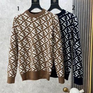 Attention ★ Fendi replica FF crochet motif cashmere high neck sweater 2 colors feg65715