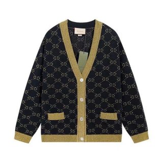 Very popular! Gucci GG cotton lamé fabric fake cardigan guq43179