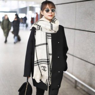 Rare color Chanel scarf wool silk cashmere CC fake shw80199