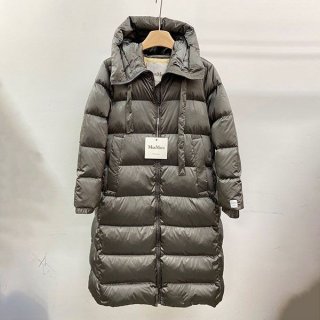Max Mara long quilted parka coat dark green map08687