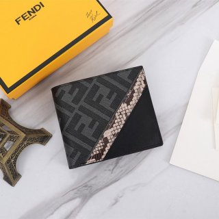 Fendi Bi-fold Wallet Replica Snake Leather Mini Wallet FF Logo feg27274