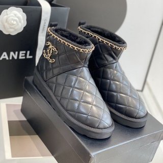 Free shipping Chanel black wool ankle boots replica shf47516