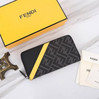 Fendi FF logo wallet long wallet copy zip leather 7M0210A