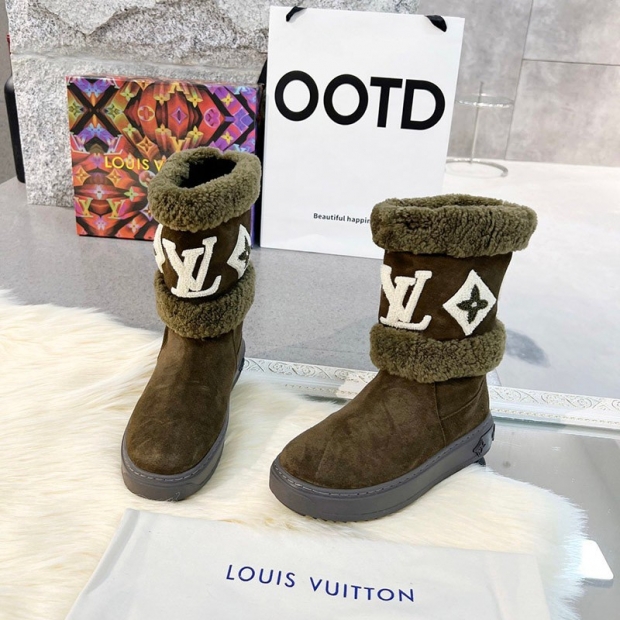 21AW New Louis Vuitton Snowdrop Line Ankle Boots Khaki vut72749