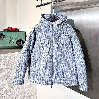 Dior CD denim hooded down jacket replica deb48920