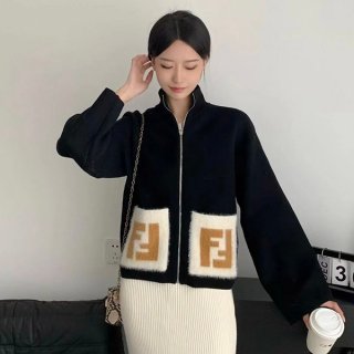 Fendi cashmere coat with fox fur pockets replica fez07877