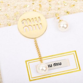 Miu Miu replica logo drop pearl earrings 5JO8532DTU
