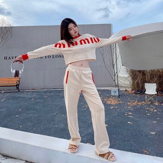 Miu Miu replica logo cropped sweatshirt & sweatpants myc54680