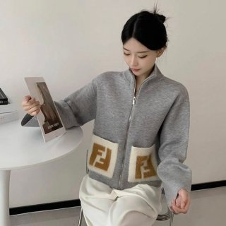 Fendi cashmere coat with fox fur pockets fake fek06494