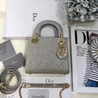 Extremely rare! Lady Dior patent calfskin mini bag replica M0531OWCB_M11G