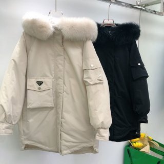 Best price guaranteed ★ Prada coat replica outlet hood long down jacket with belt pur79456