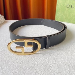 Extremely rare! Replica Gucci GG buckle smooth leather belt 35mm guu89585