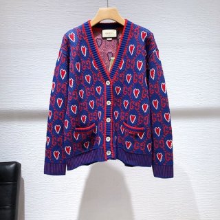 High quality???Gucci GG Jacquard Heart Cardigan Replica guf23404